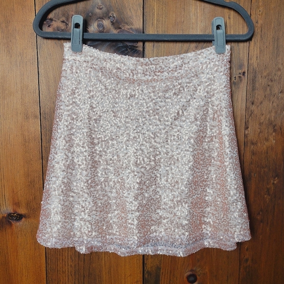 NWT AEO Rose Gold Sequin Mini Skirt - Picture 3 of 15